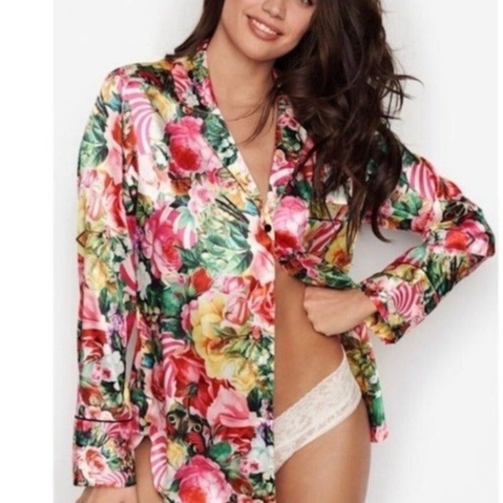 VS Mary Katrantzou Satin PJ Shirt Top XS‎